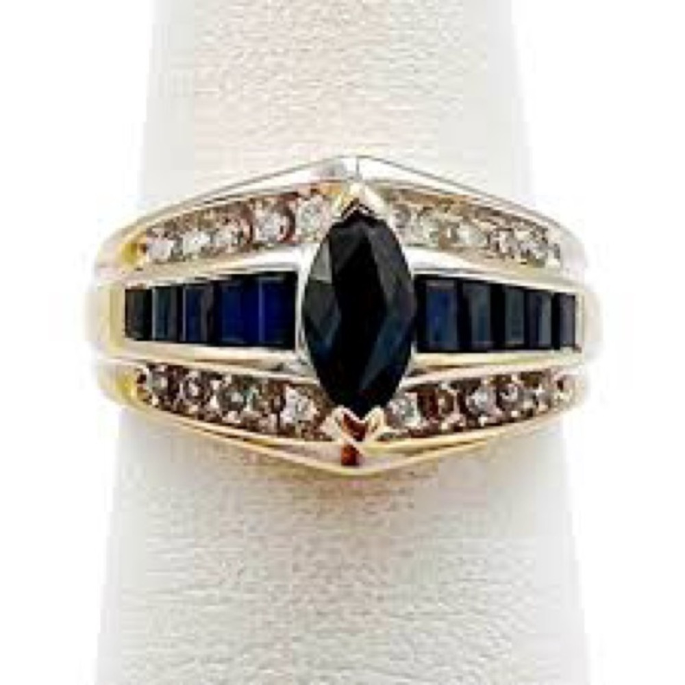 14K White Gold Sapphire & Diamond Ring